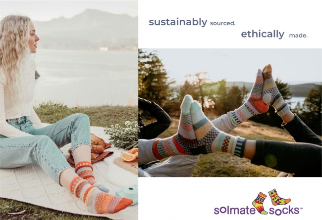 サスティナブルで環境に優しいリサイクル素材から生まれた「左右非対称」な靴下【ソルメ...